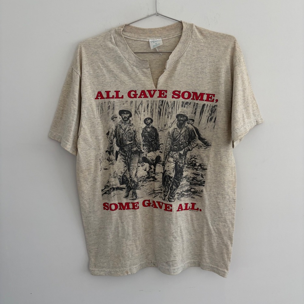 Vintage Mango Tree All Gave Some Some Gave All Vietnam War T-Shirt Grey Mens M